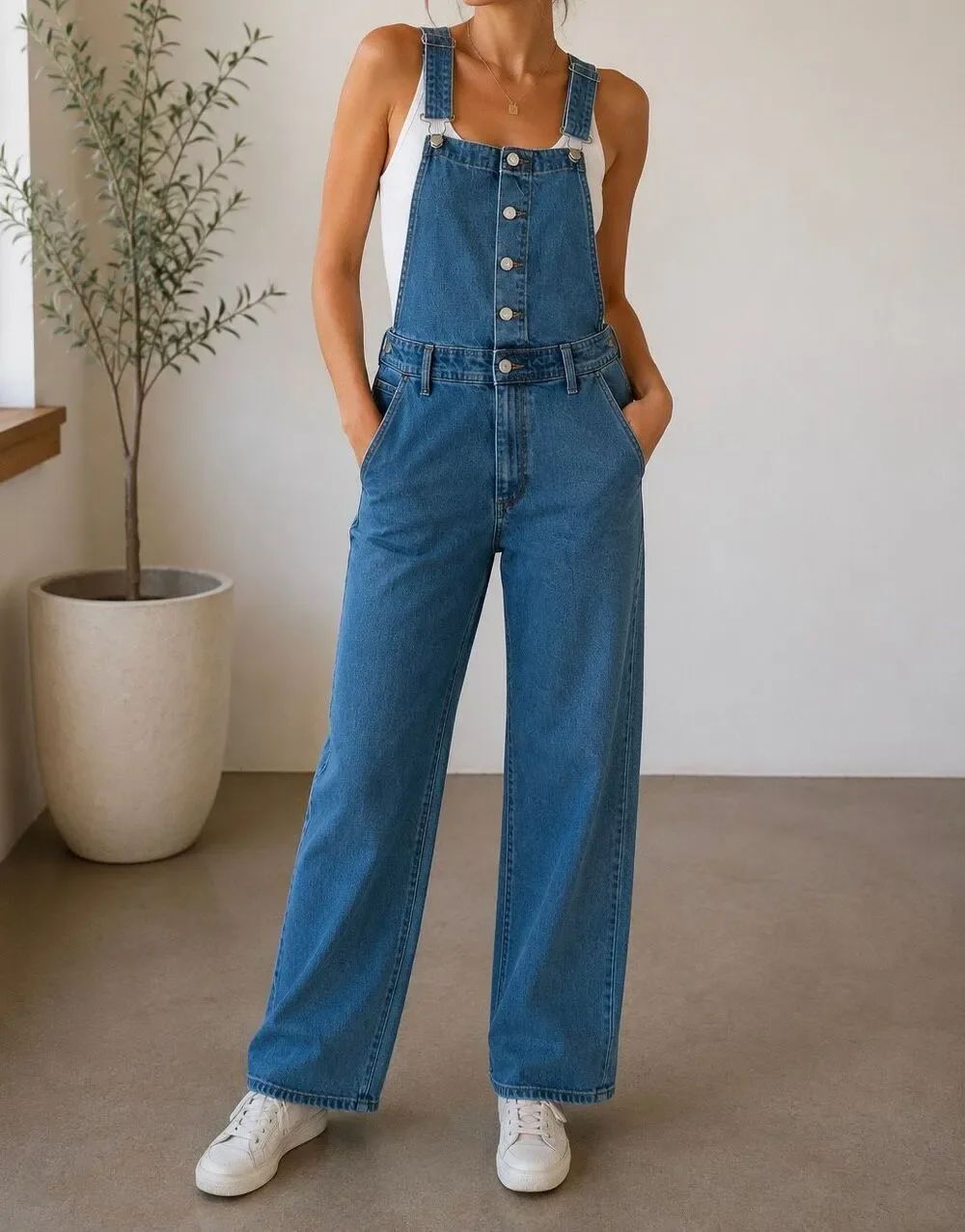Universal Thread Denim Overalls Size 4 Wide Leg Button Front Blue Jeans